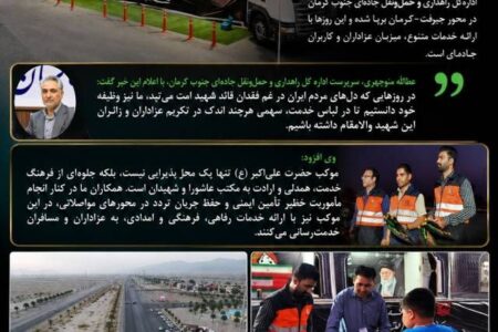 موکب حضرت علی‌اکبر (ع) در محور جیرفت–کرمان؛ ایستگاه عشق و خدمت به عزاداران و کاربران جاده‌ای